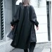 New black pu plus size clothing stand collar holiday tops fine side open pockets linen pu coat