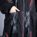 Fashion black print coat oversized stand collar cardigans Elegant Cinched baggy coats