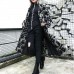 2019 black print Coat plus size lapel patchwork Coat Fine asymmetrical design coat