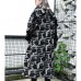 2019 black print Coat plus size lapel patchwork Coat Fine asymmetrical design coat