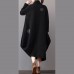 women black Coats plus size clothing zippered Winter coat Elegant lapel collar maxi coat