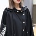 boutique black Coat oversize hooded Coat women Batwing Sleeve asymmetrical design Coats